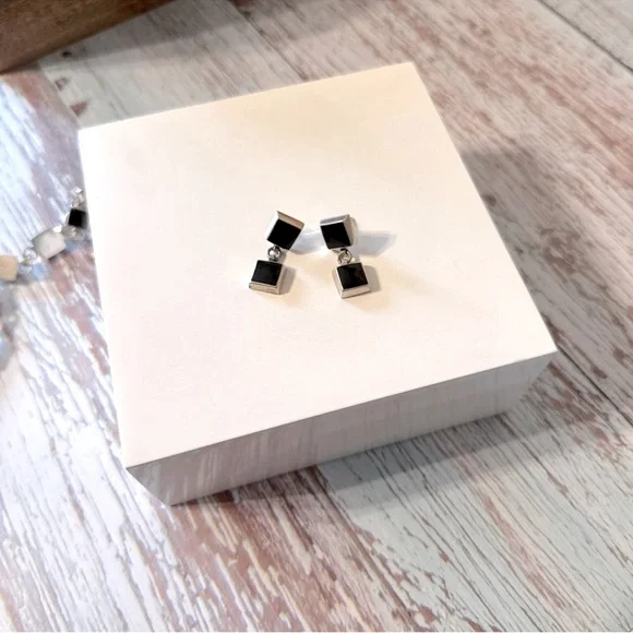 Mexico 925 vintage onyx and sterling bracelet with earrings - Picture 7 of 8